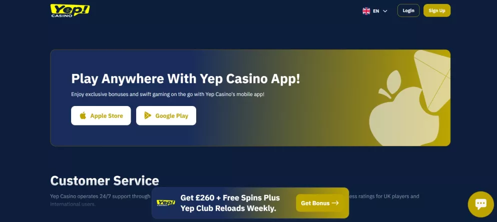 Yep Casino Bonus Willkommenspaket bis zu 3000 Euro